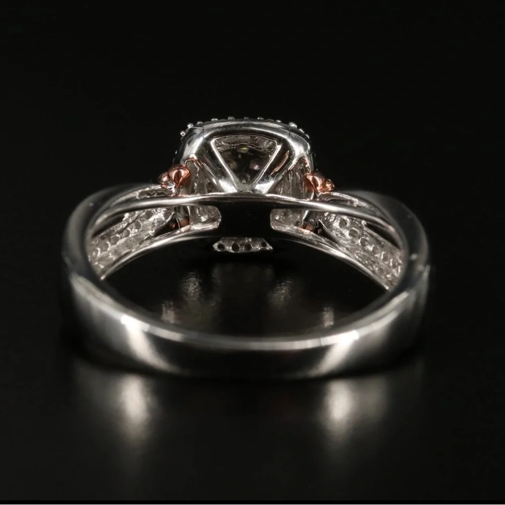 STERLING SILVER W/14K ROSE GOLD OVERLAY ACCENTS .33CTW GENUINE DIAMOND RING (7)